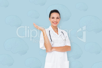 Composite image of pretty nurse presenting