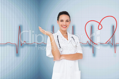 Composite image of pretty nurse presenting