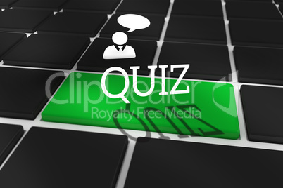 Quiz against black keyboard with green key
