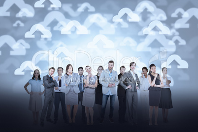 Business team against cloud computing background