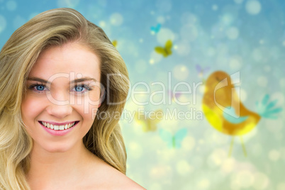 Composite image of smiling blonde natural beauty