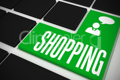 Shopping on black keyboard with green key Shopping on black keyboard with green key