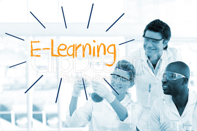 E-learning against scientists working in laboratory