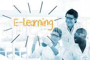 E-learning against scientists working in laboratory