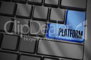 Platform on black keyboard with blue key