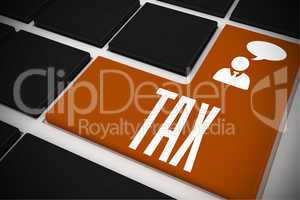 Tax on black keyboard with orange key