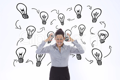 Composite image of frustrated businesswoman shouting