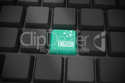 English on black keyboard with green key