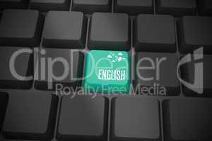English on black keyboard with green key
