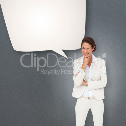 Composite image of thinking businesswoman
