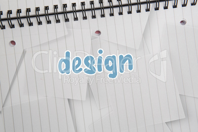 Design against digitally generated notepad with lined paper
