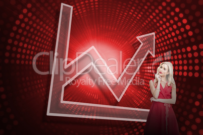 Composite image of graph and arrow and sexy blonde