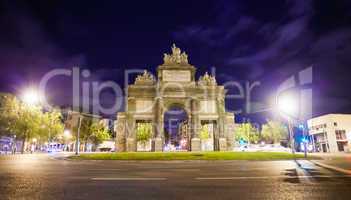Gate of Toledo (Puerta de Toledo) on a spring night in Madrid