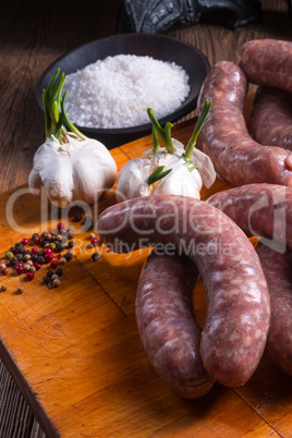 Home-made white sausage out pigs and calf meat