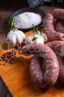 Home-made white sausage out pigs and calf meat