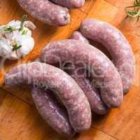 Home-made white sausage out pigs and calf meat