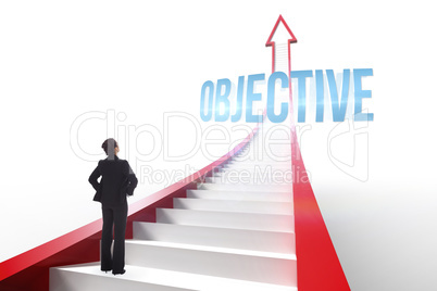 Objective against red arrow with steps graphic