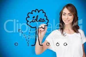 Composite image of businesswoman drawing idea tree