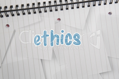 Ethics against digitally generated notepad with lined paper