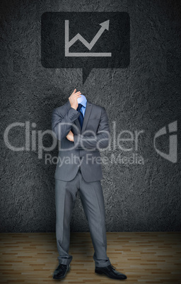 Headless businessman with graph in speech bubble