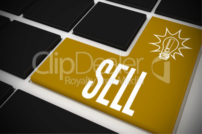 Sell on black keyboard with yellow key