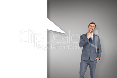 Thinking businessman with speech bubble