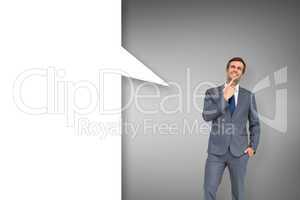 Thinking businessman with speech bubble