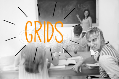 Grids against students in a classroom