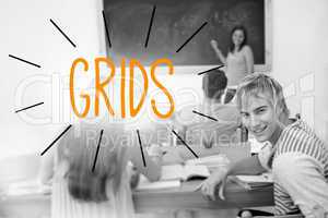 Grids against students in a classroom