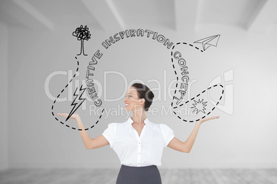 Composite image of happy elegant businesswoman posing