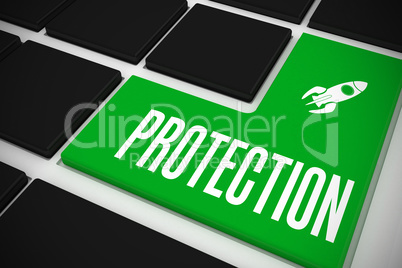 Protection on black keyboard with green key