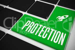 Protection on black keyboard with green key