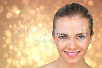 Composite image of smiling blonde natural beauty