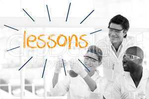 Lessons against scientists working in laboratory
