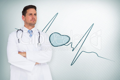 Composite image of handsome doctor with arms crossed