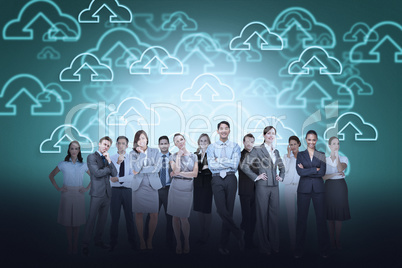 Business team against cloud computing background