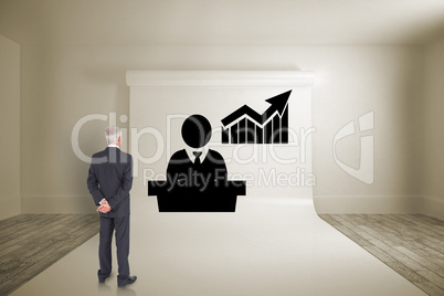 Composite image of rear view of mature businessman posing