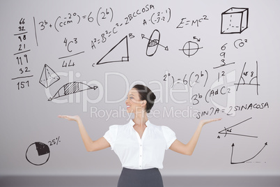 Composite image of happy elegant businesswoman posing