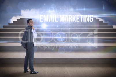 Email marketing against steps against blue sky