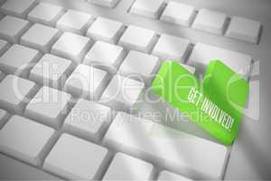 Get involved on white keyboard with green key