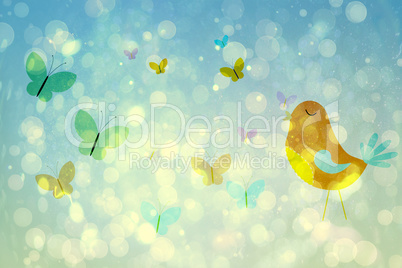 Girly bird and butterfly design