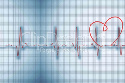 Medical background with red ecg line