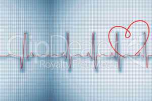 Medical background with red ecg line