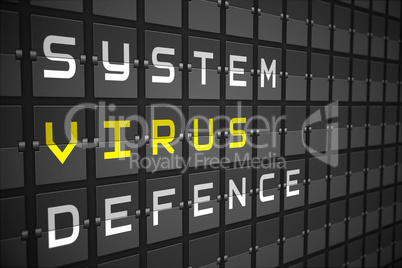 Virus buzzwords on black mechanical board