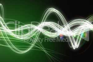 Curved laser light design in green