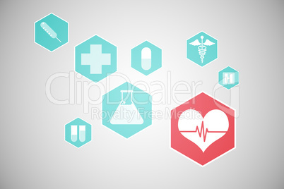 Medical icons in hexagons interface menu