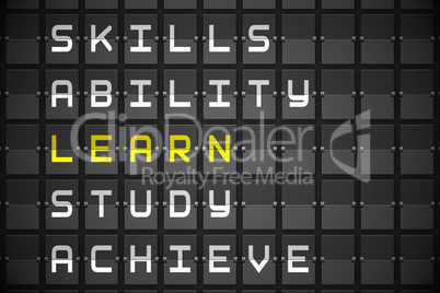 Learn buzzwords on black mechanical board