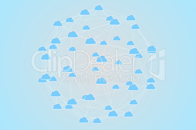 Cloud computing graphic with connecting lines