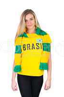 Pretty football fan in brasil tshirt