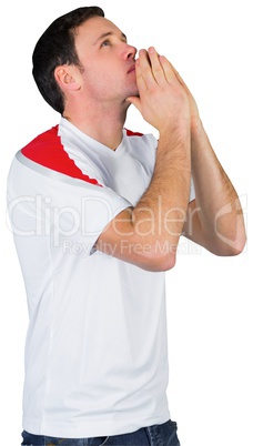 Nervous football fan in white